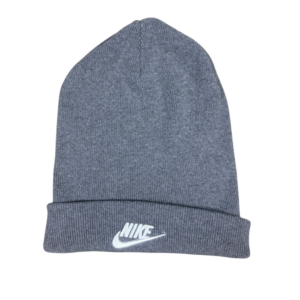 Nike gray and white logo beanie one size fits all sportswear athleticwear winter
